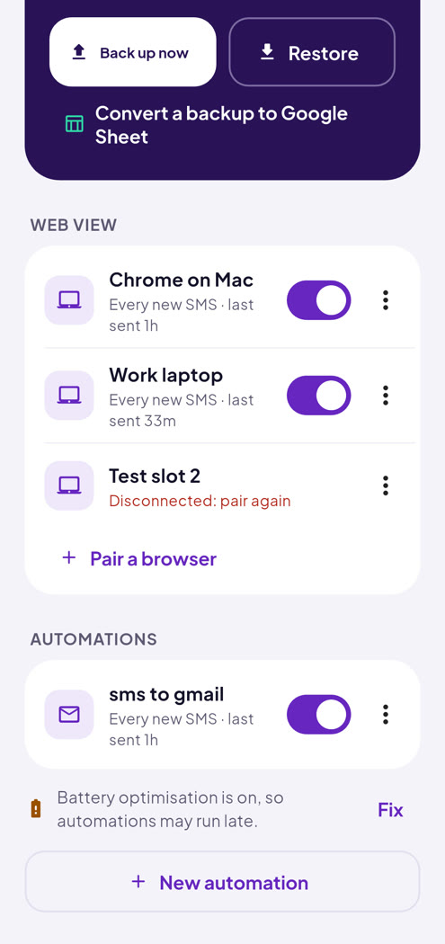 Home with Web view browsers and automations